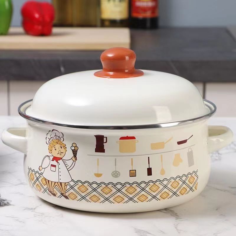 Baby Food Oats - エナメル製スープポット 厚底キッチン調理器具 ベビーフードポット ホットミルクポット スパゲッティポット オートミールポット