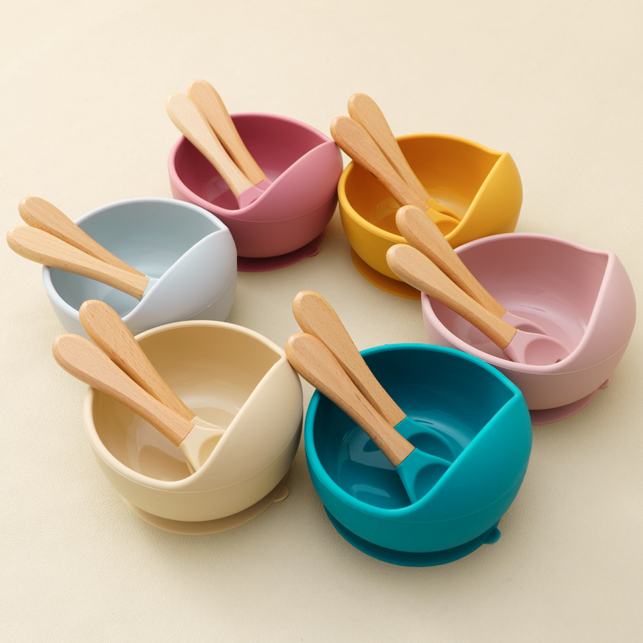 Baby Food Dispensing Spoon - Mamaplan 3 個ベビーシリコーン給餌セット幼児吸引ボウル給餌トレーニングスプーンフォークベビー食器プレートベビーアクセサリー