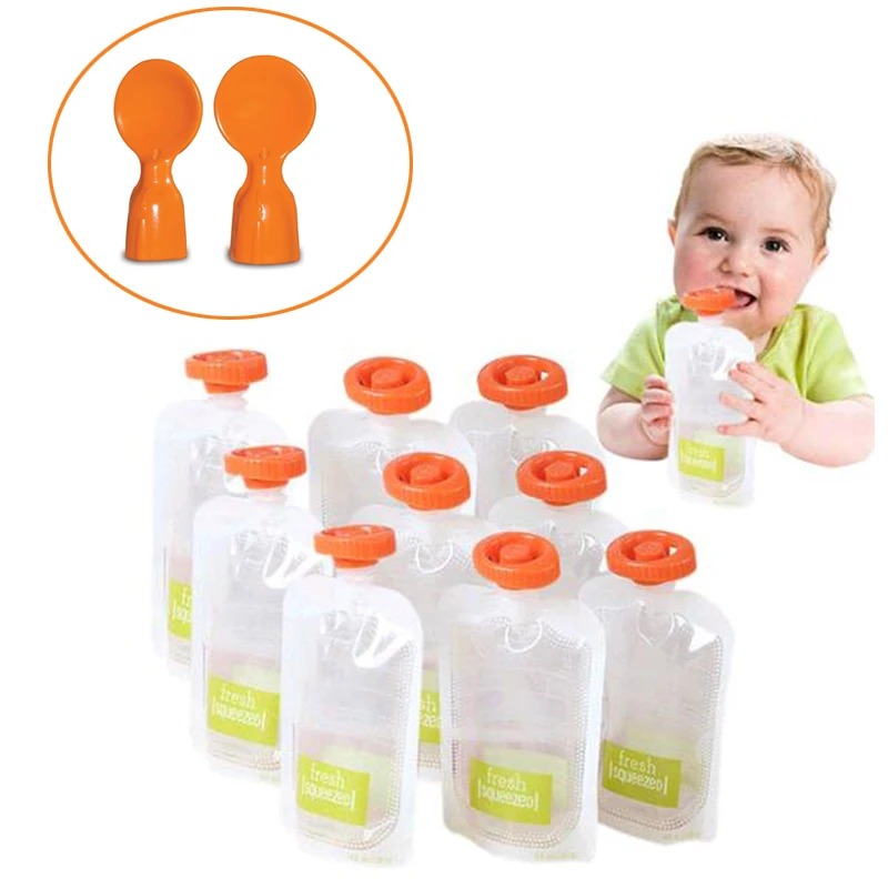 Baby Food Organic Pouches - 50個入り、赤ちゃん用食品保存袋。オーガニック食品を新鮮に保ち、離乳食やフルーツジュースの保存に最適。
