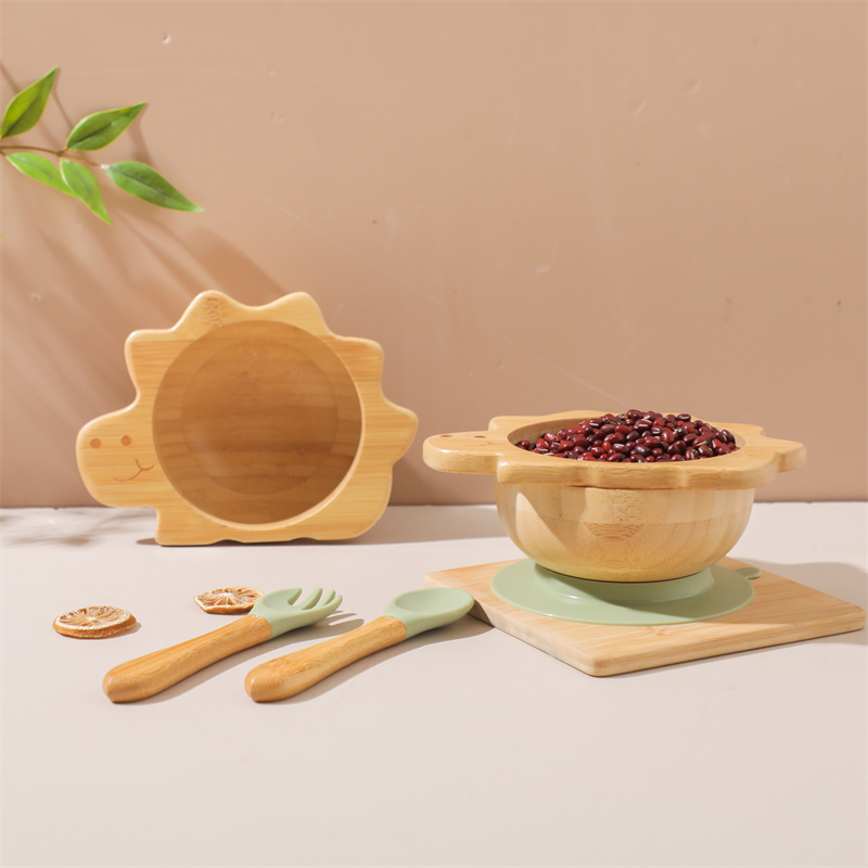 赤ちゃんの恐竜の食器,木製のプレート,ボウル,シリコン吸引, - Baby Food Dispensing Spoon のレビューと価格