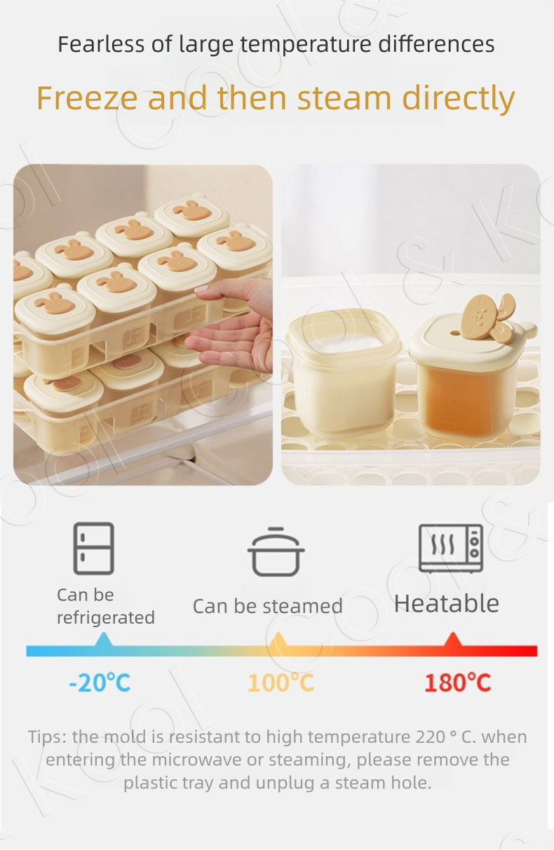 蓋付きベビーフード保存容器、幼児食用蒸し器ケーキ型と製氷皿付 - Baby Food Gerber のレビューと価格