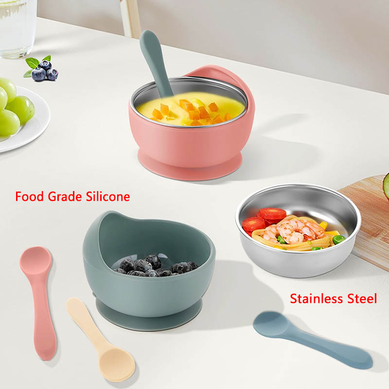 3 個セットベビー給餌ボウルスプーン付きステンレス鋼ボウルパ - Baby Food Dispensing Spoon のレビューと価格