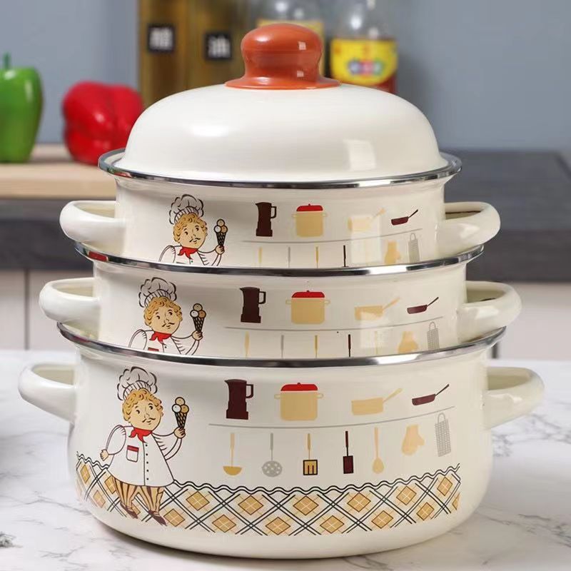 エナメル製スープポット 厚底キッチン調理器具 ベビーフードポ - Baby Food Oats のレビューと価格
