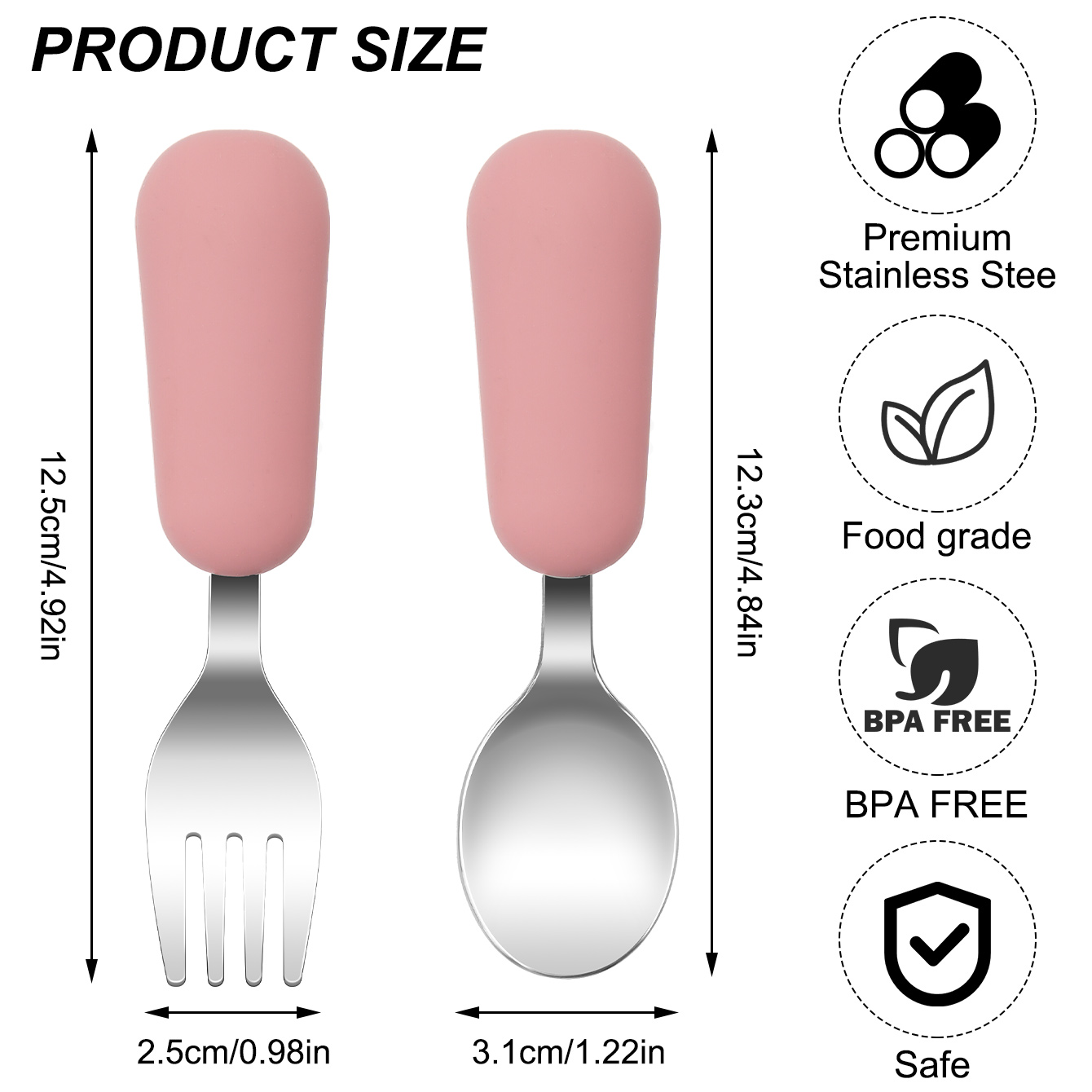 カラーキッズ 2ピース ステンレス製フォークスプーン ベビー - Baby Kitchen Food のレビューと価格