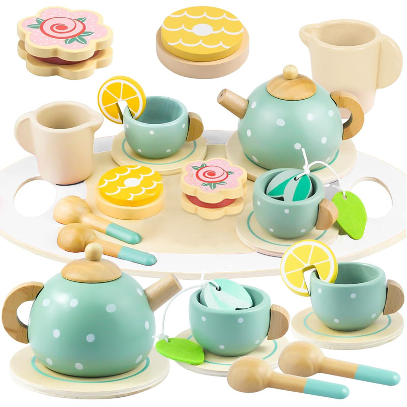 木製アフタヌーンティーセットおもちゃごっこ遊び食べ物学習ロー - Baby Food Under 1 Year のレビューと価格
