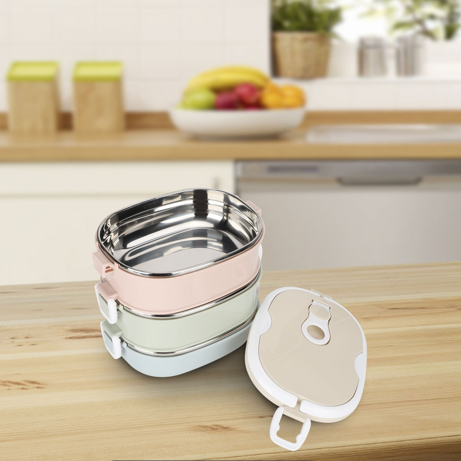 弁当箱弁当箱ポータブルステンレス鋼食品容器学生子供作業キッチ - Baby Kitchen Food のレビューと価格